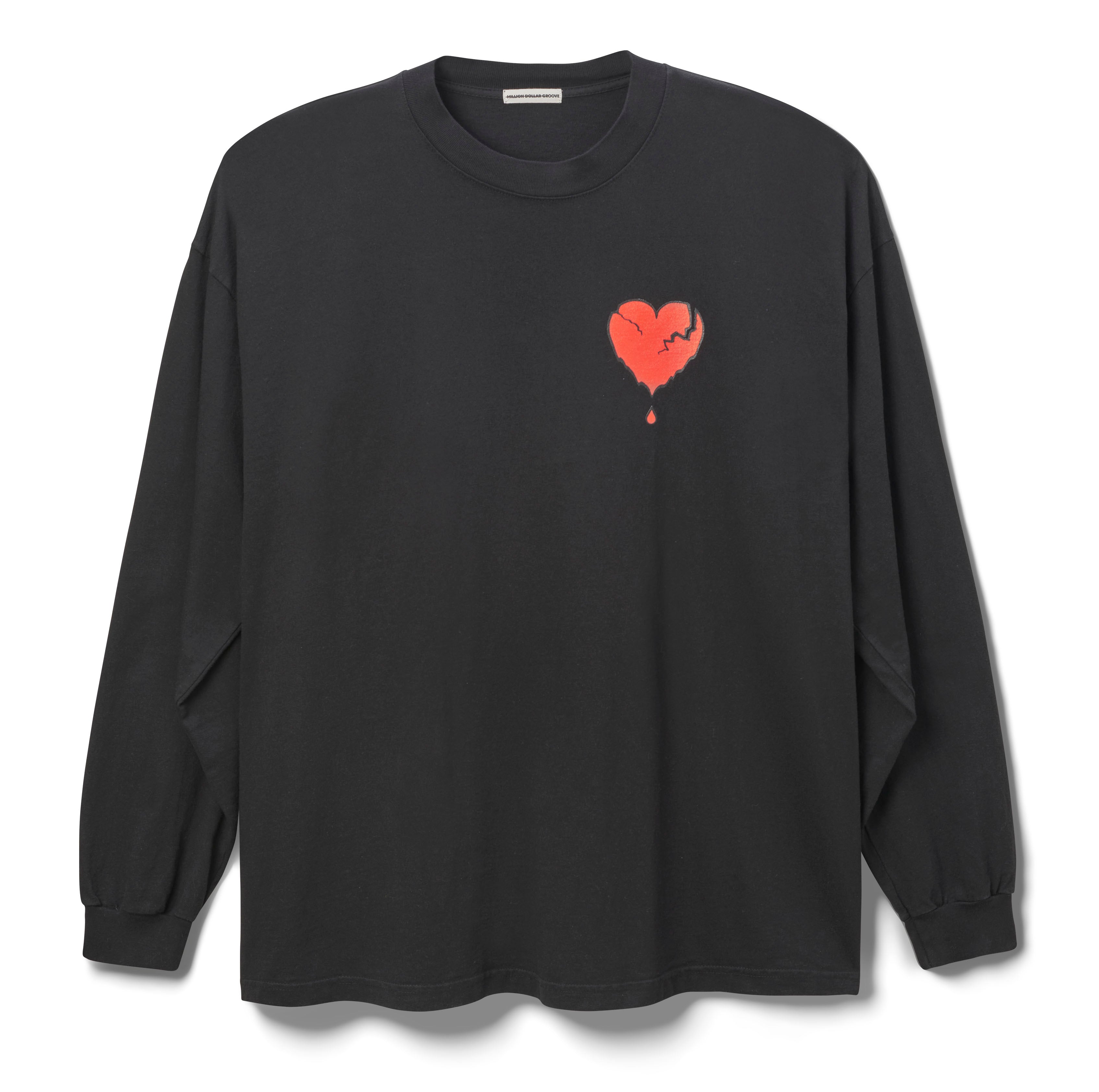 MDG BROKEN HEART LONG SLEEVE TEE - BLACK