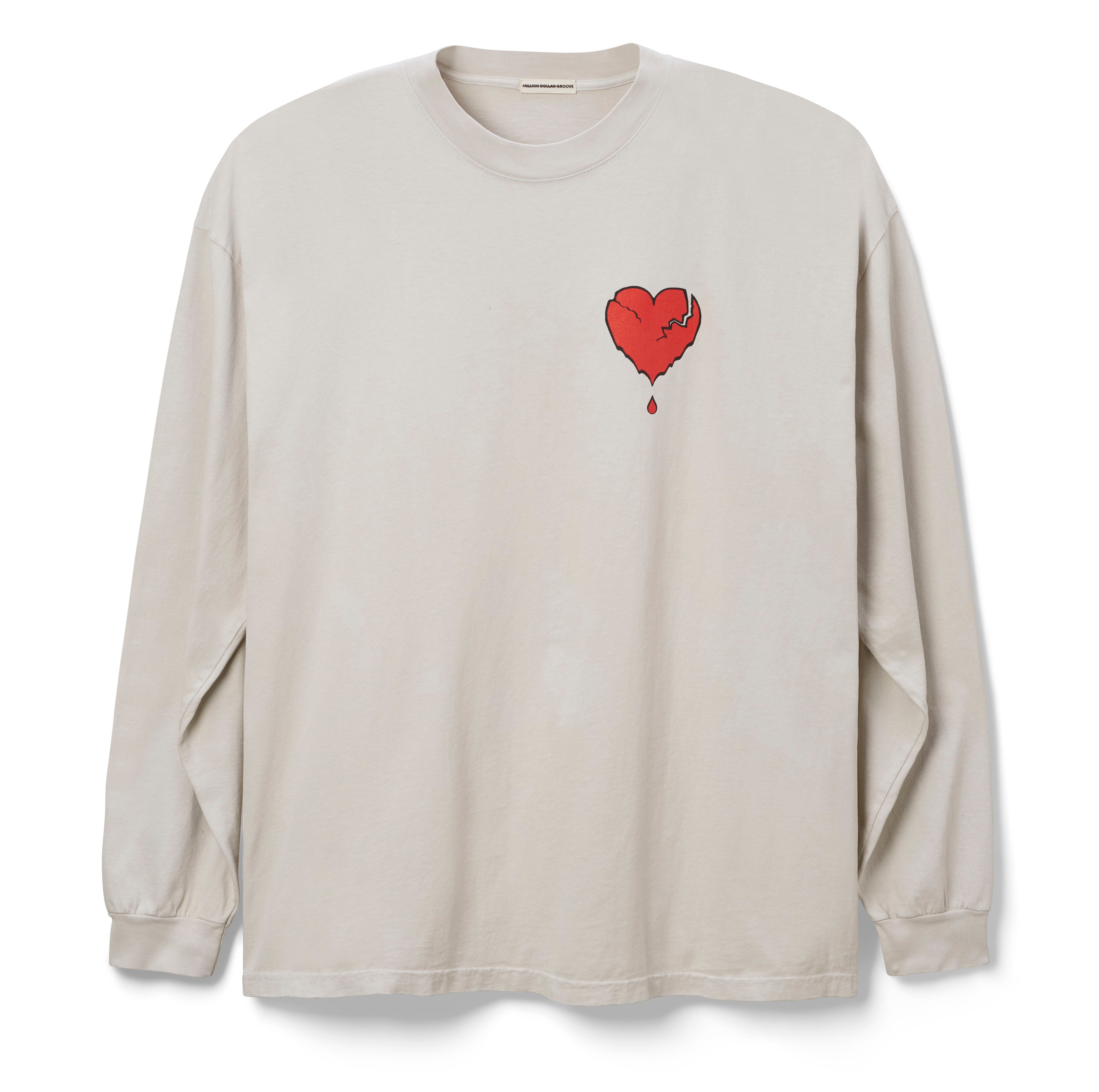 MDG BROKEN HEART LONG SLEEVE TEE - CEMENT